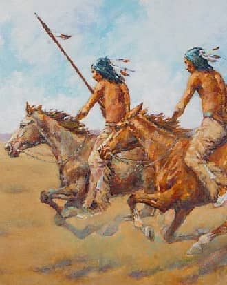 Two Indians hunting on the Great Plains